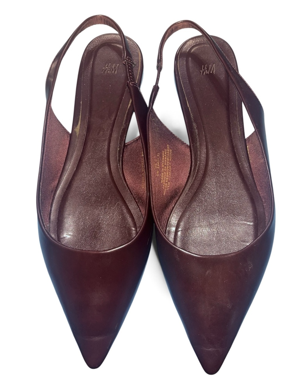 H&M Women's Pointed Slingback Flats in dark brown/burgundy